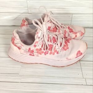 Pink and White Floral Sneakers with Cushioned Sole Nobull Cherry Ripstop 8.5